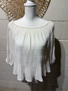 Express White Off-Shoulder Peasant Blouse
